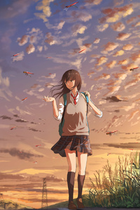 Anime Girl Going To School