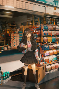 240x320 Anime Girl Grocery Store Meme 8k