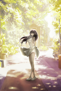 Anime Girl In Beautiful Dress Outdoors 4k