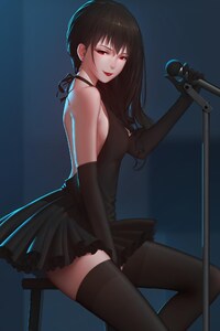 720x1280 Anime Girl In Black Dress