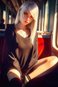 Anime Girl In Bus (240x320) Resolution Wallpaper