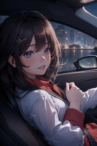 800x1280 Anime Girl In Car 5k