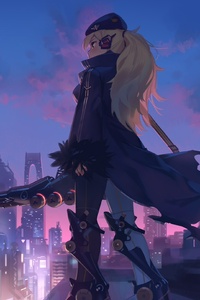 Anime Girl In City 4k (1440x2960) Resolution Wallpaper