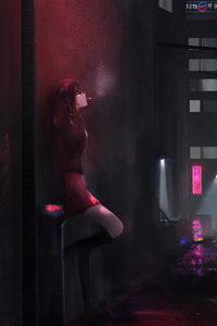 640x960 Anime Girl In Dark Alley
