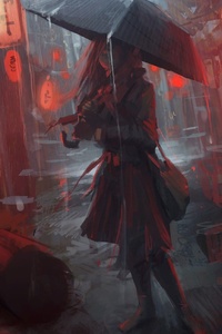 Anime Girl In Rain