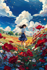 Anime Girl In Summer Garden 4k (360x640) Resolution Wallpaper