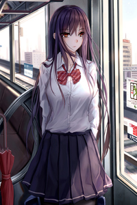 Anime Girl In Train After School 4k