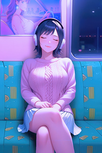 Anime Girl In Train (1280x2120) Resolution Wallpaper