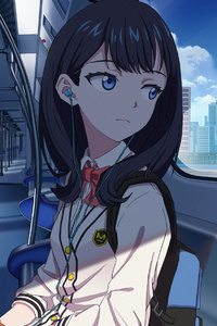 Anime Girl In Train Listening Music 4k