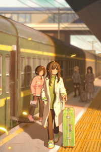 Anime Girl In Train Station Hands In Pocket Looking Away