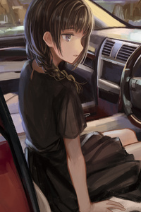 Anime Girl Inside Car