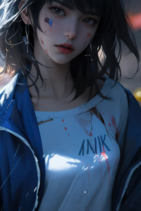 Anime Girl Rainy Reflections Of Loneliness (640x1136) Resolution Wallpaper