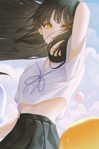 720x1280 Anime Girl School Hands In Hair