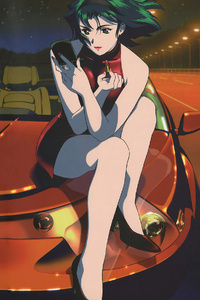 720x1280 Anime Girl Sitting On Car Bonnet