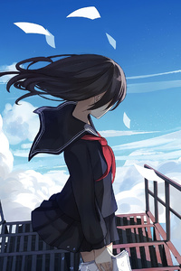 Anime Girl Sky 4k (1440x2960) Resolution Wallpaper