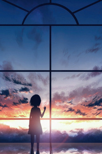 Anime Girl Standing Between Dreams And Heart (1080x1920) Resolution Wallpaper