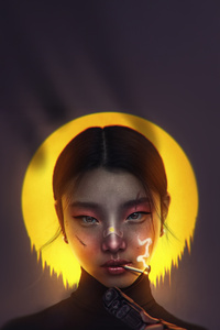 Anime Girl The Fallen Angel Lights Up (1280x2120) Resolution Wallpaper