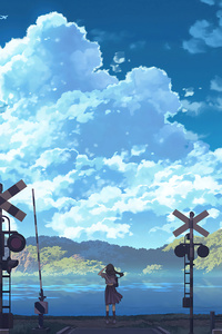 1080x2160 Anime Girl Train Station