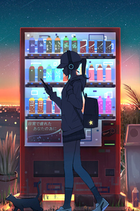 Anime Girl Vending Machine 5k (320x568) Resolution Wallpaper