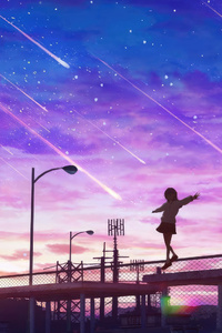 2160x3840 Anime Girl Walking Over Fence