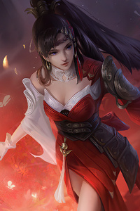 Anime Girl Warrior With Sword 4k (1125x2436) Resolution Wallpaper