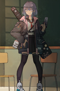 1125x2436 Anime Girl Weapon Hoods 5k