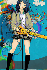 Anime Girl With Chainsaw 4k (360x640) Resolution Wallpaper