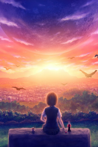 Anime Girl With Coke And Burger Silent Cityview (1080x2400) Resolution Wallpaper