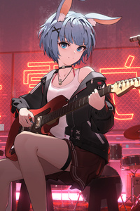 Anime Girl With Guitar 5k (750x1334) Resolution Wallpaper