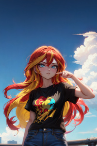 Anime Girl With Multi Colored Locks 4k (360x640) Resolution Wallpaper