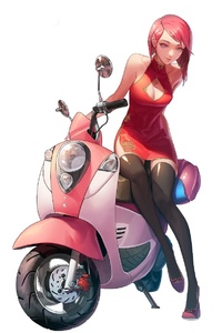 Anime Girl With Red Scooty