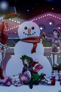 320x480 Anime Girls Celebrating Christmas 4k