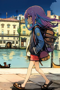 Anime Girls Exploring The City (1440x2560) Resolution Wallpaper