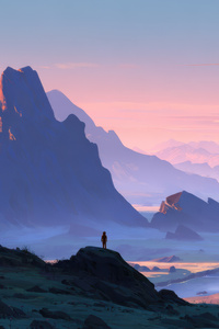 Anime Mountain Valley Lone Figure (480x800) Resolution Wallpaper