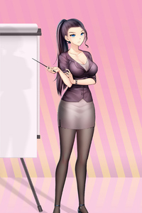 Anime Office Girl 4k (640x960) Resolution Wallpaper