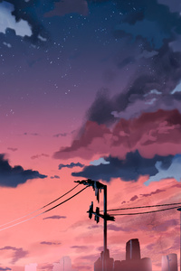 Anime Original Cable Lines 4k (750x1334) Resolution Wallpaper