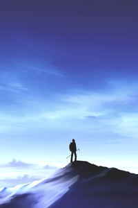 Anime Original Standing On Mountain Top (480x854) Resolution Wallpaper