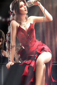 Anime Red Dress Girl Singing (1280x2120) Resolution Wallpaper