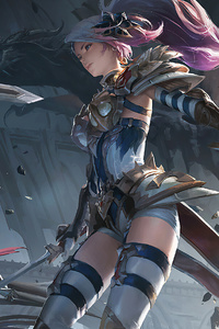Anime Warrior Girl 4k (2160x3840) Resolution Wallpaper