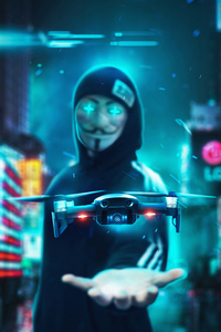 Anonymus Boy With Drone 4k