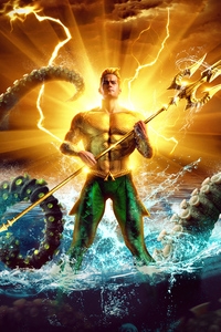 Aquaman Comic Golden Poster 4k (1125x2436) Resolution Wallpaper