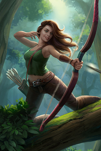 Archer Warrior Girl Long Hairs (1080x1920) Resolution Wallpaper