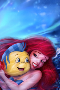 Ariel And Flounder (1125x2436) Resolution Wallpaper