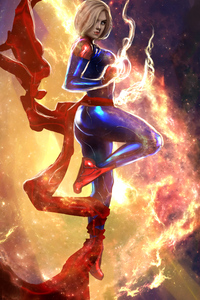 Art Captain Marvel New (1080x2160) Resolution Wallpaper