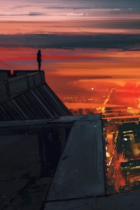 Artistic Red City (480x800) Resolution Wallpaper