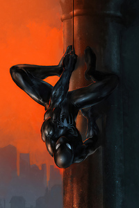Artwork Black Spider Man (640x960) Resolution Wallpaper