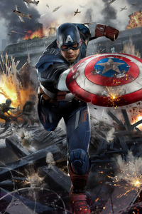 Artwork Captain America New (240x400) Resolution Wallpaper