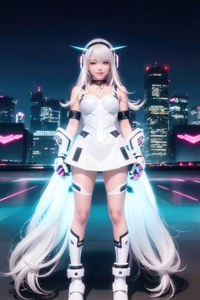 Asian Cyber Girl City Lights Armor Character