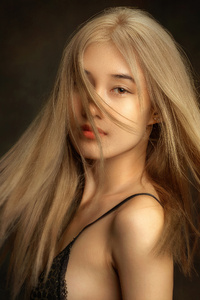 Asian Girl Hair In Face (240x400) Resolution Wallpaper