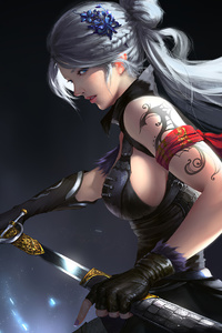 Asian Girl With Sword 4k (320x480) Resolution Wallpaper